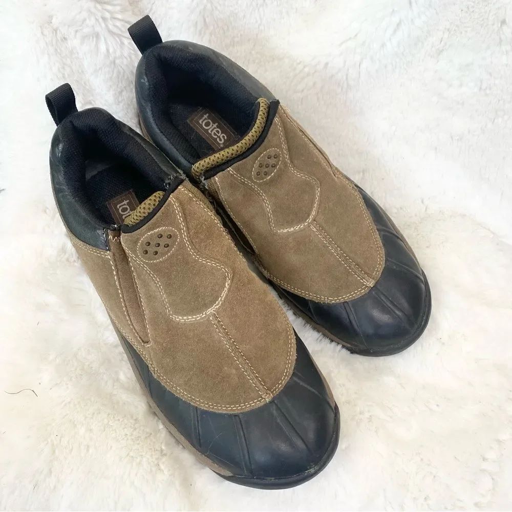 TOTES Trina Brown Suede Leather Duck Boots Rain Winter Boots 12D